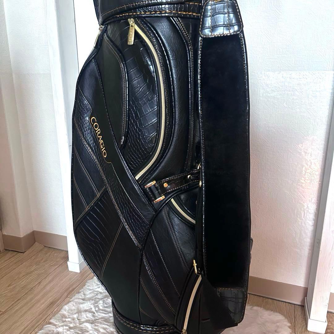 【M'S】キャディバッグ ゴルフバッグ スタンド式 ブラック