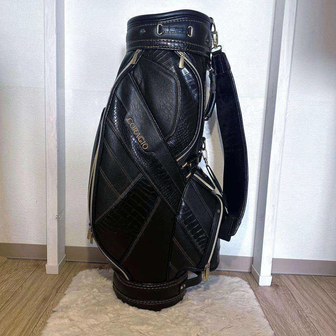 【M'S】キャディバッグ ゴルフバッグ スタンド式 ブラック