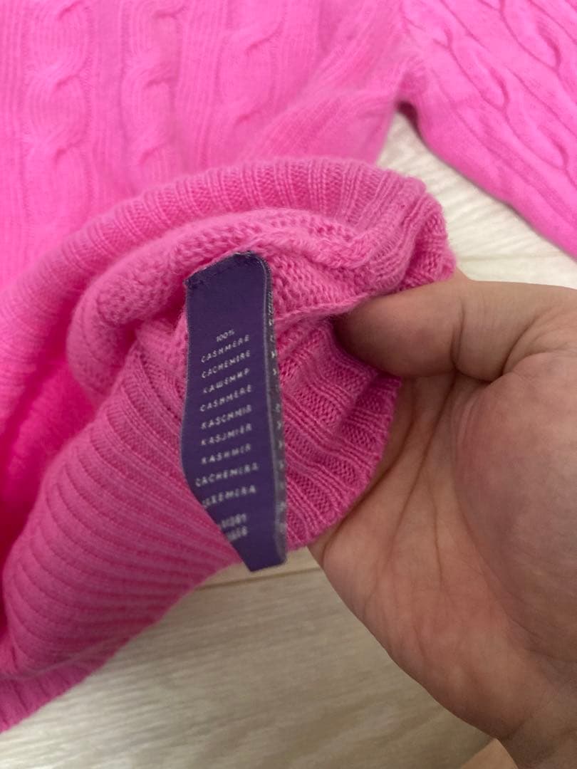 パープルレーベル ラルフローレン カシミヤ100％ ケーブル クルーネック