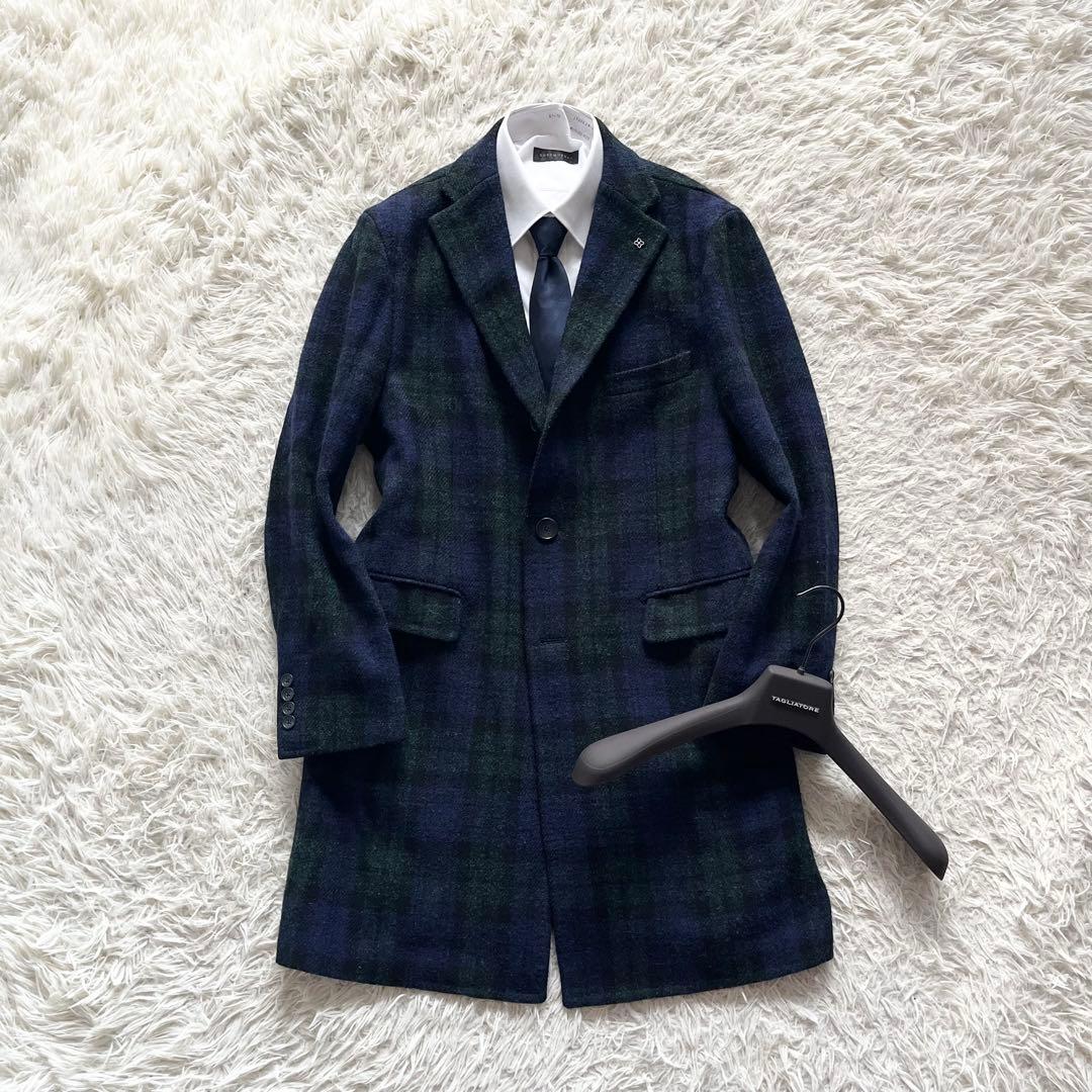 <美品>TAGLIATORE×ブリッラ ハリスツイード生地 チェスターコート48 美品>TAGLIATORE×ブリッラ ハリスツイード生地 チェスターコート48