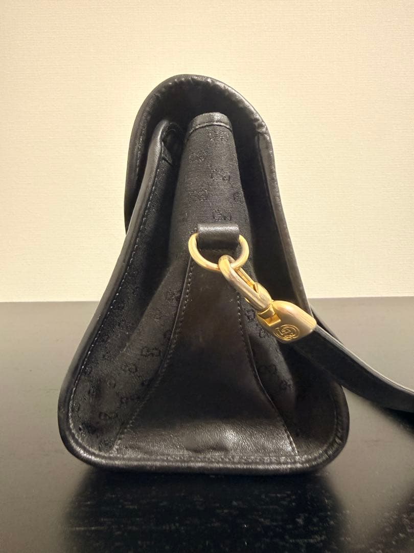 【中古】オールドグッチ GGキャンバス ターンロック 黒※内側難あり