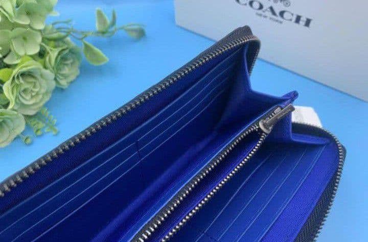 新品未使用コーチ長財布シグネチャーロングジップブルーレディースメンズ送料無料