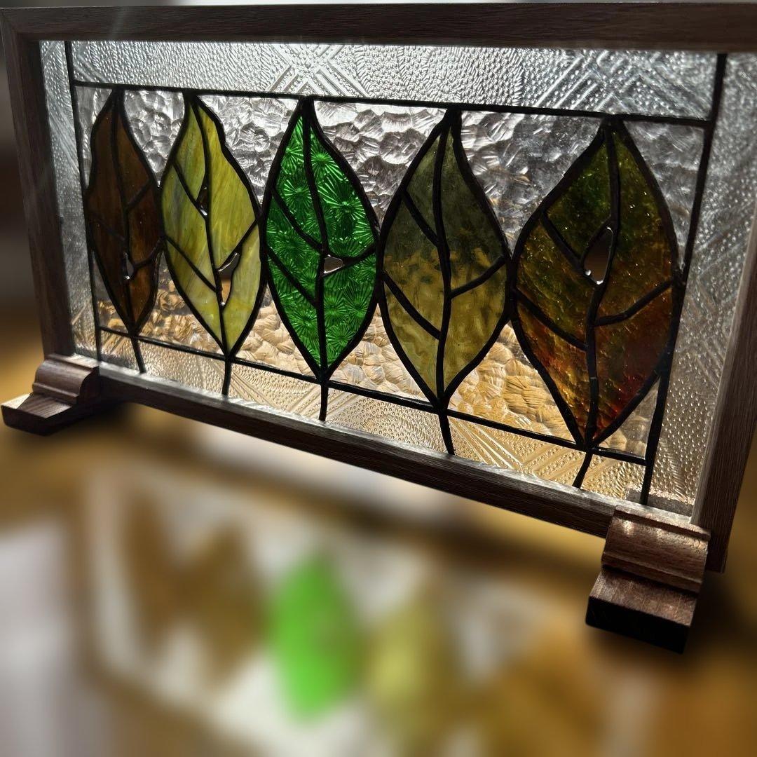 ステンドグラスパネル秋の葉っぱ達10