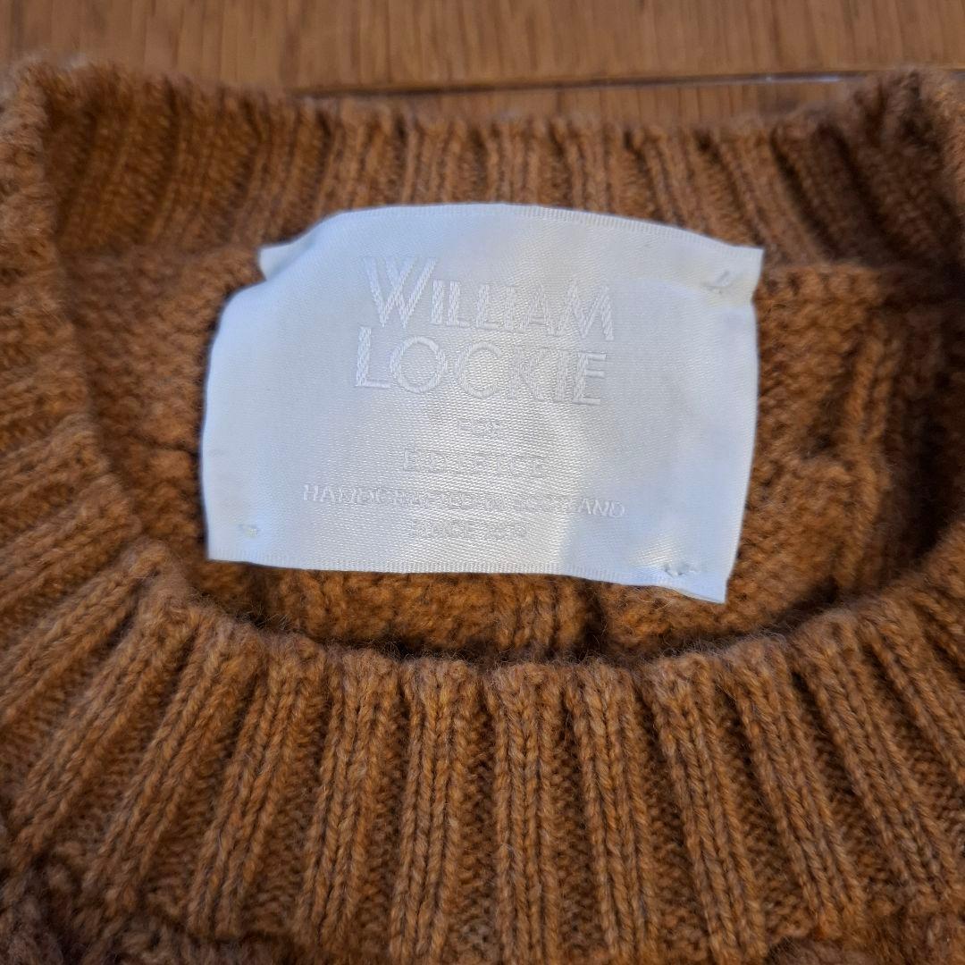 WILLIAM LOCKIE キャメル ケーブルニットセーター 試着のみ - メルカリ