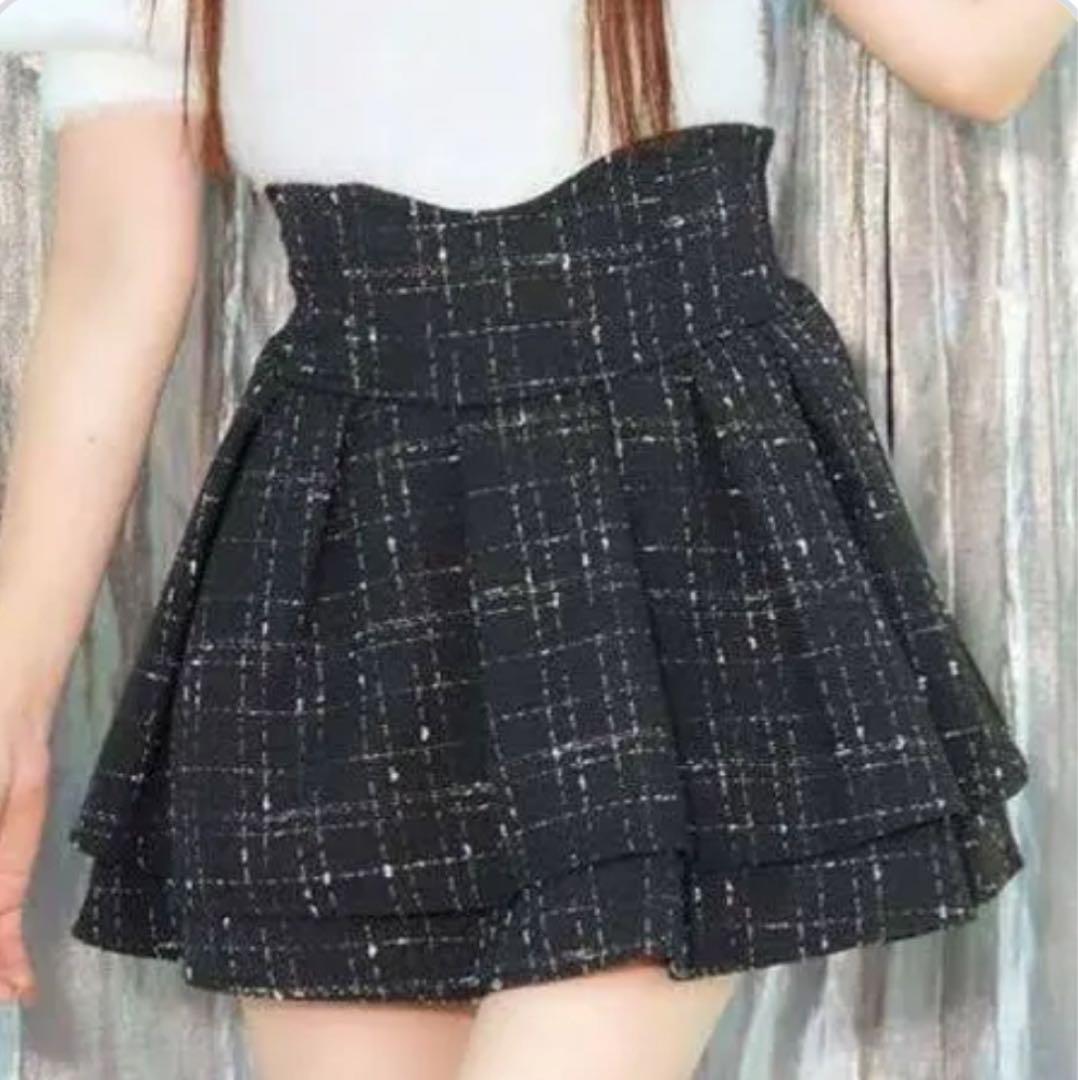 ミシェルマカロン 美脚スカート ツイード 黒 ブラック - メルカリ