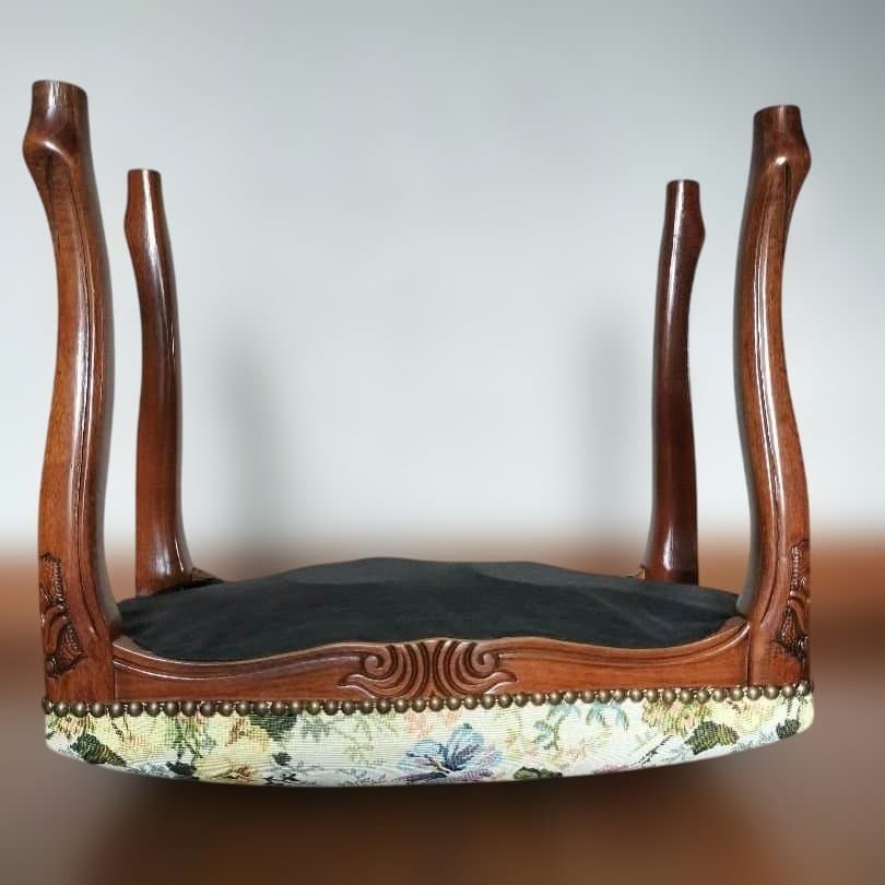 【英国製クラシック】猫脚×ゴブラン生地 スツール アンティーク