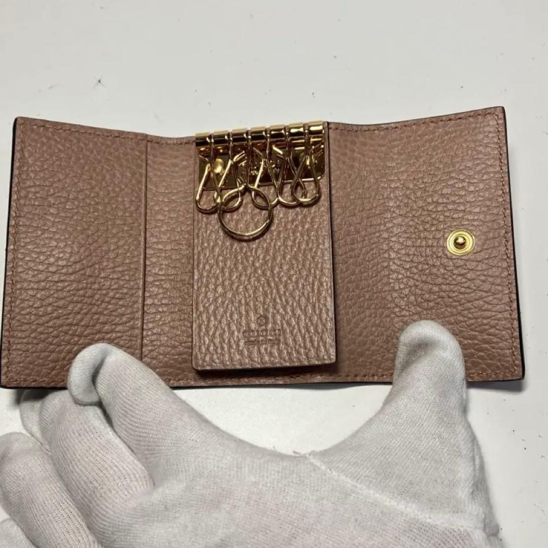 極美品　グッチGGマーモント ダスティピンク　キーケース