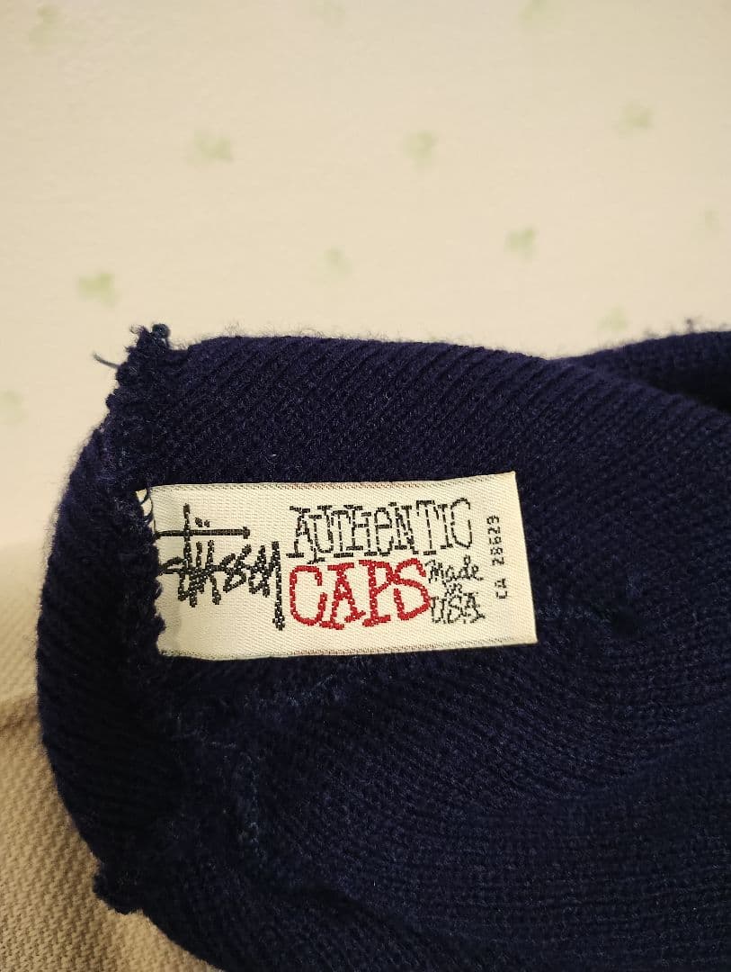 レア Old Stussy ニット帽 ネイビー 白タグ 90s ビーニー