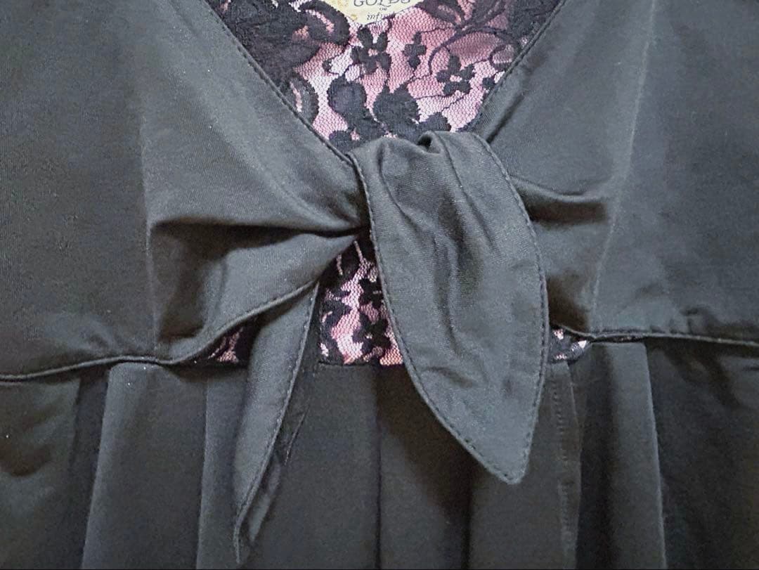 GOLDS♡リボン∞サテン∞レース♡フロントドレープ×ラッフルフリル