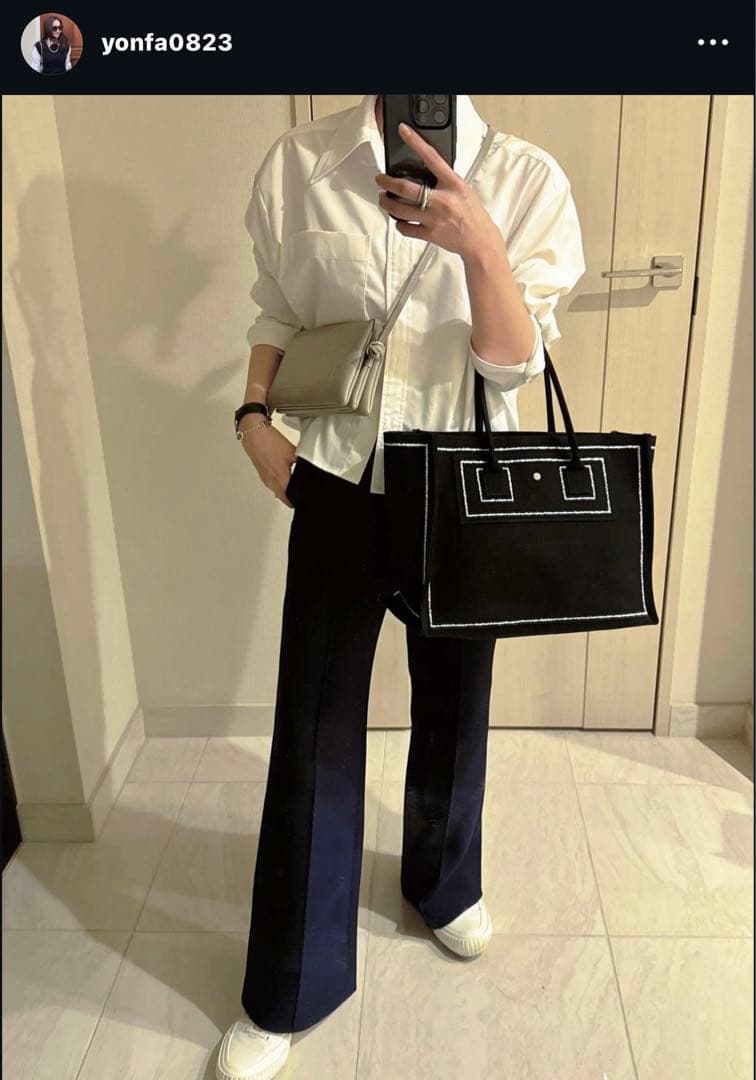 【YONFA】クーコーワイドパンツ　black S