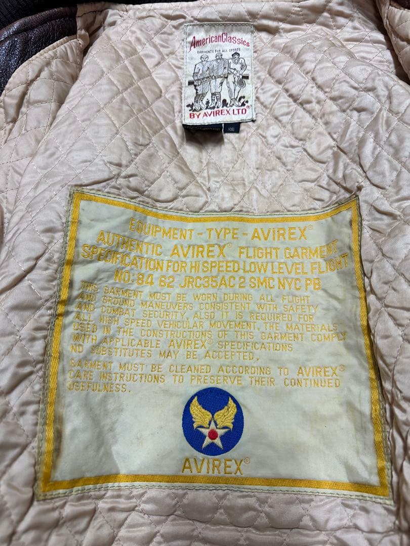 希少！90's AVIREXアヴィレックス オールレザースタジャン ブラウンXS