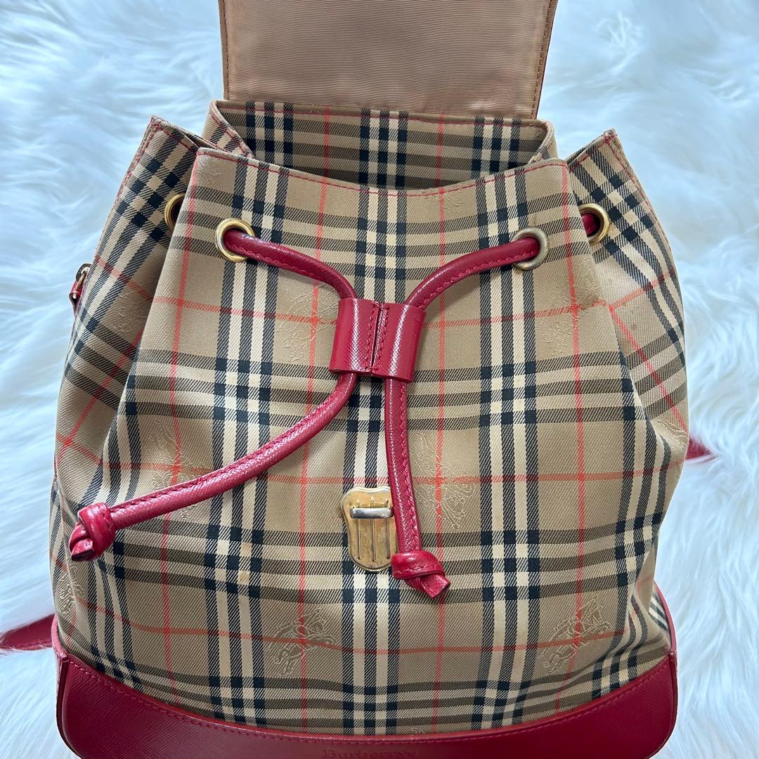 Burberry リュックノバチェックホースシャドーキャンバスレザー