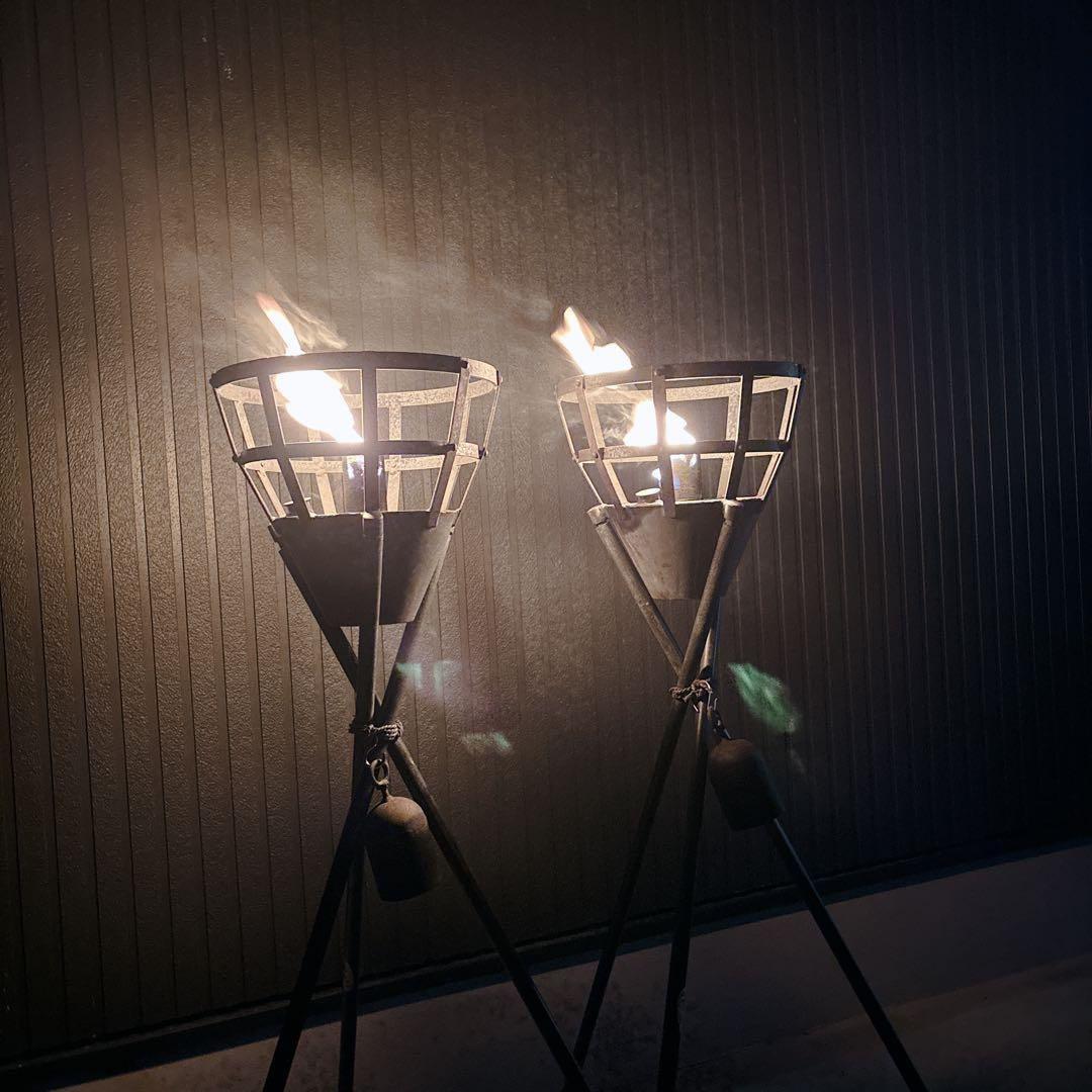 民芸工房鉄石　かがり火 松明台 灯油式 小型 分解可能 たいまつ　阿蘇