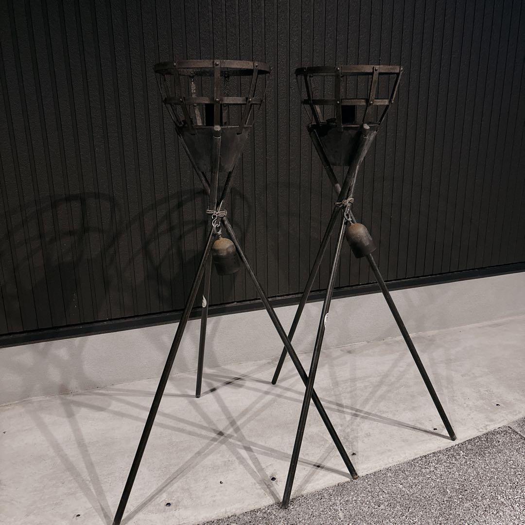 民芸工房鉄石　かがり火 松明台 灯油式 小型 分解可能 たいまつ　阿蘇