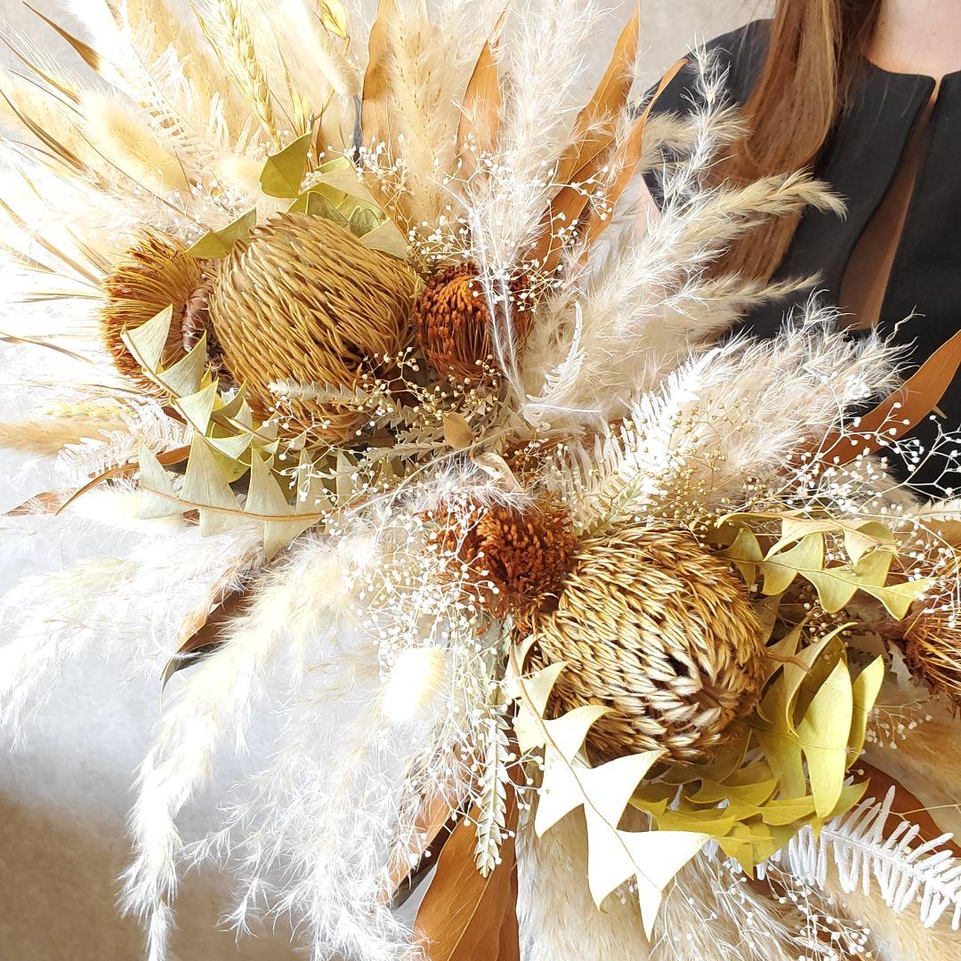 特大　横長スワッグ　ドライフラワー　撮影　インテリア　パンパスグラス　スワッグ