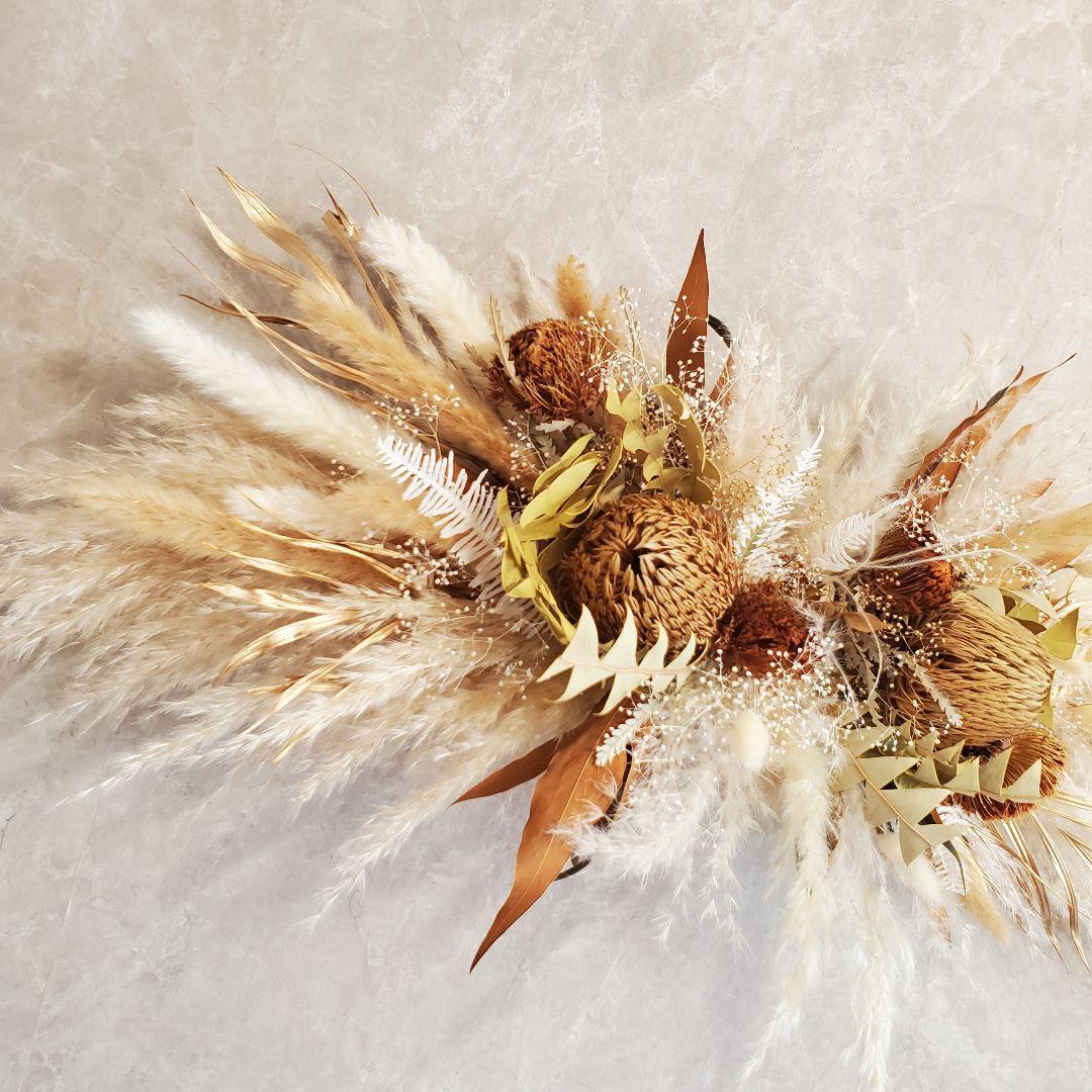 特大　横長スワッグ　ドライフラワー　撮影　インテリア　パンパスグラス　スワッグ