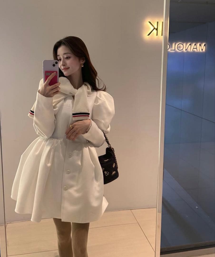 【新品未使用】Bibiy. パフスリーブミニワンピース ホワイト