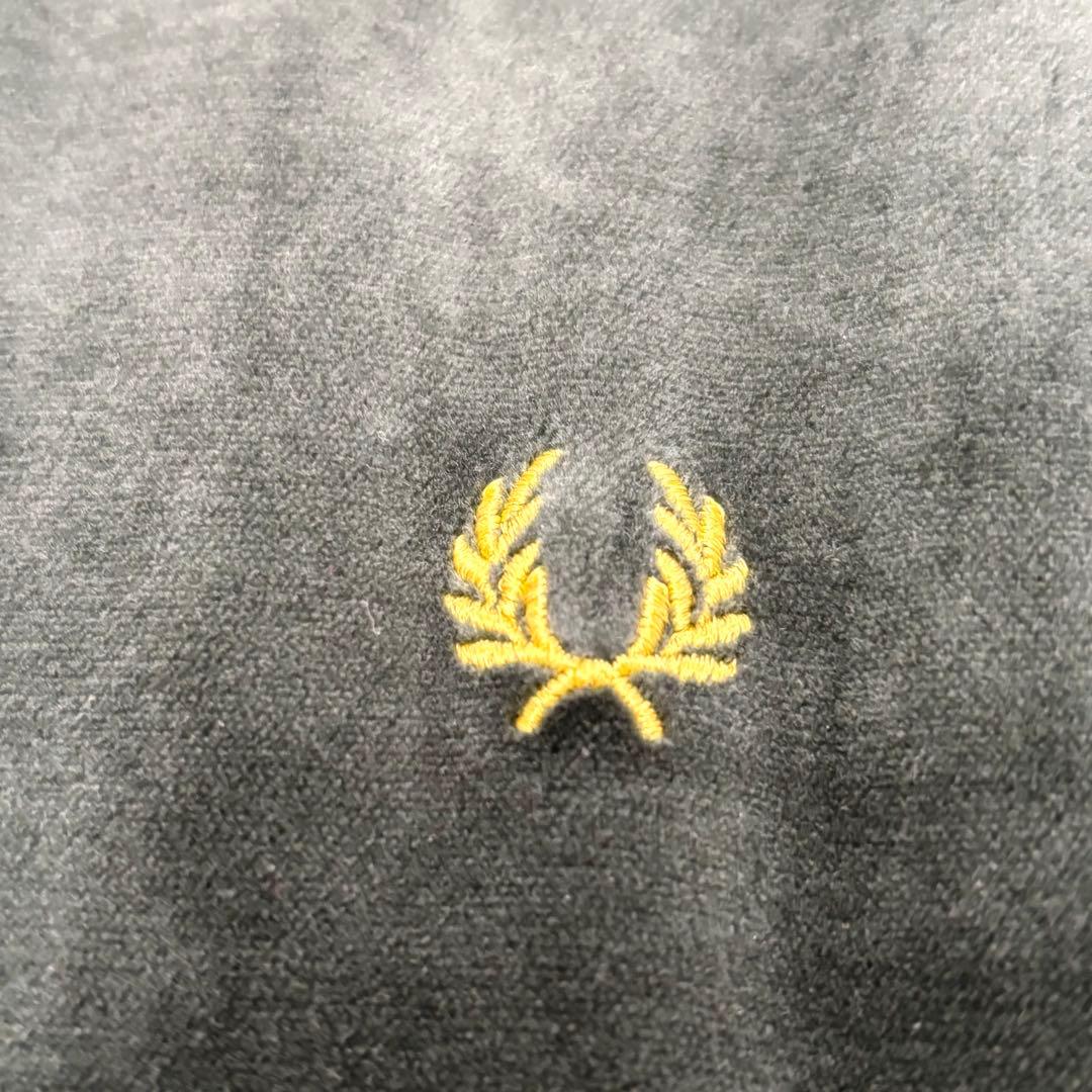 フレッドペリー トラックジャケット ベロア サイドライン 刺繍ロゴ 月桂樹 深緑