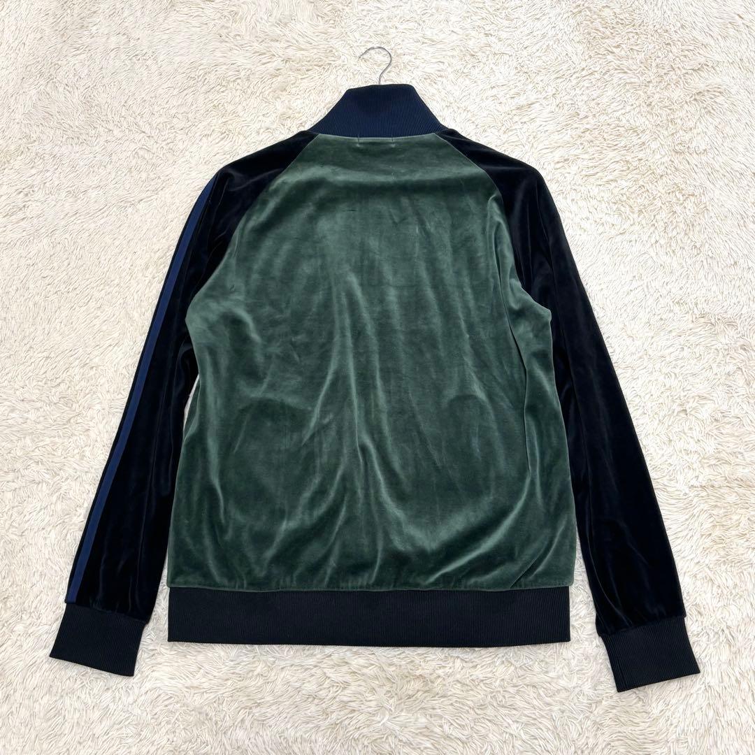 フレッドペリー トラックジャケット ベロア サイドライン 刺繍ロゴ 月桂樹 深緑