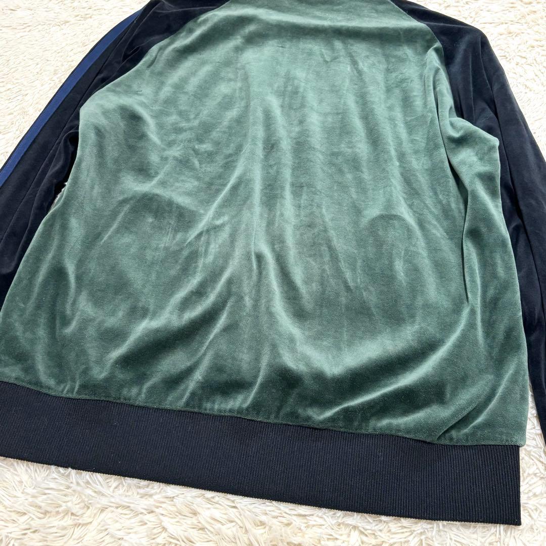 フレッドペリー トラックジャケット ベロア サイドライン 刺繍ロゴ 月桂樹 深緑