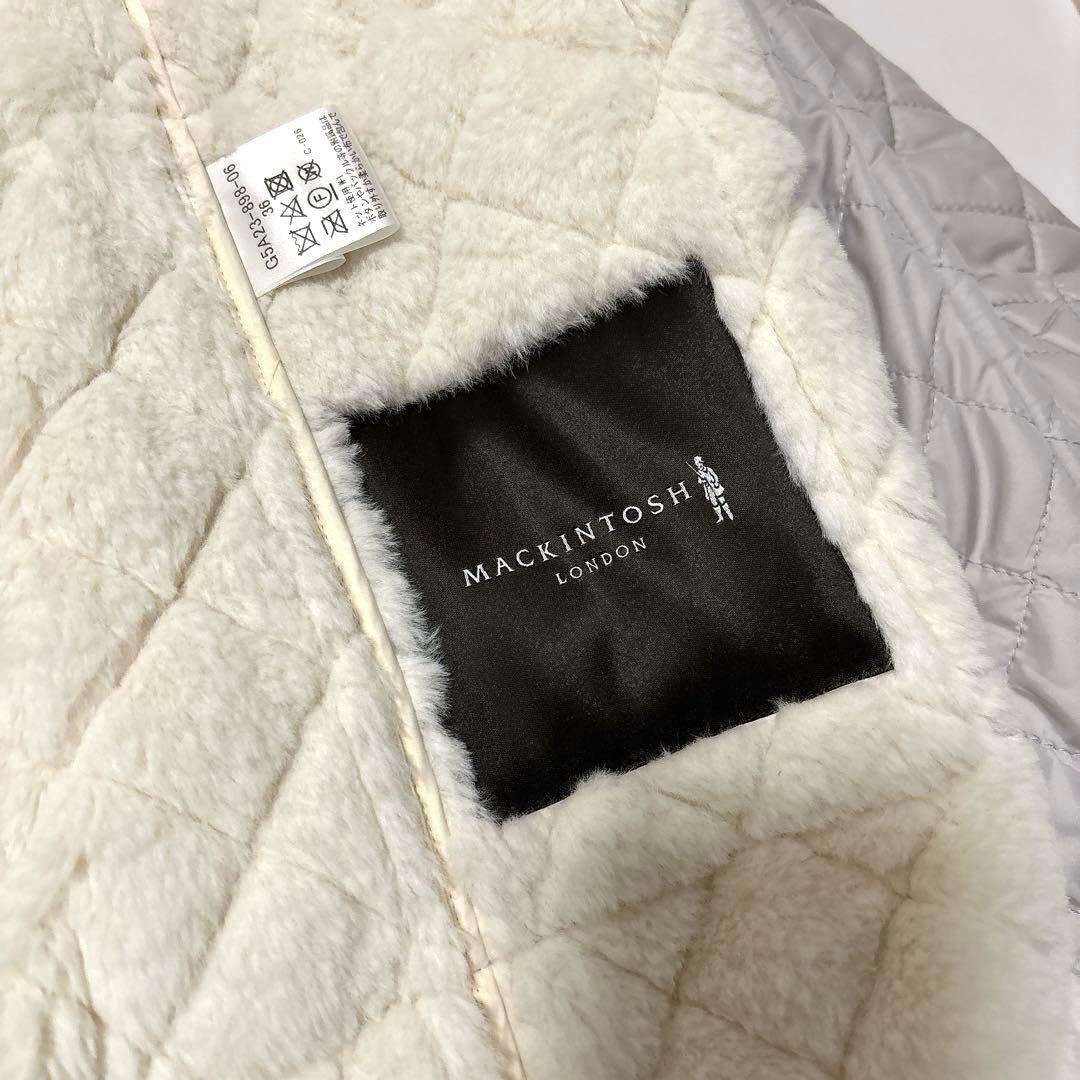 美品 マッキントッシュロンドン キルティング ロングコート ボア 36 ダウン