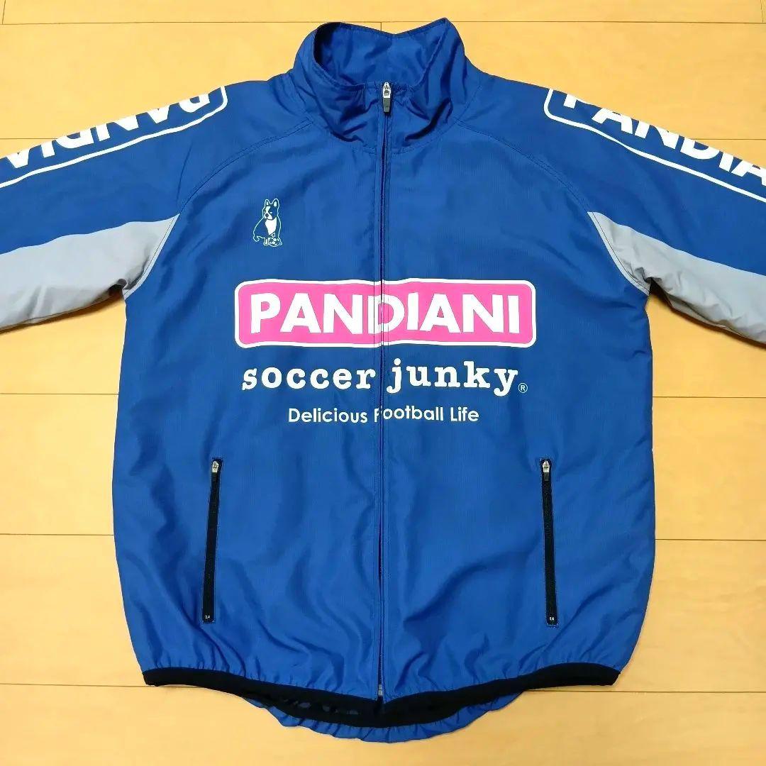 【美品】サッカージャンキー 中綿 昇華 ピステ ジャケット L 青 フルジップ