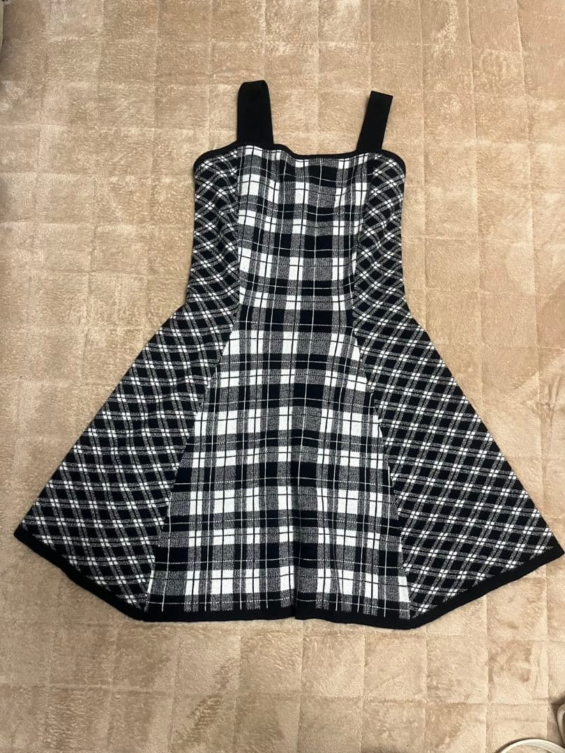 LIPSERVICE　フェザーチェックアンサンブルワンピース　ブラック