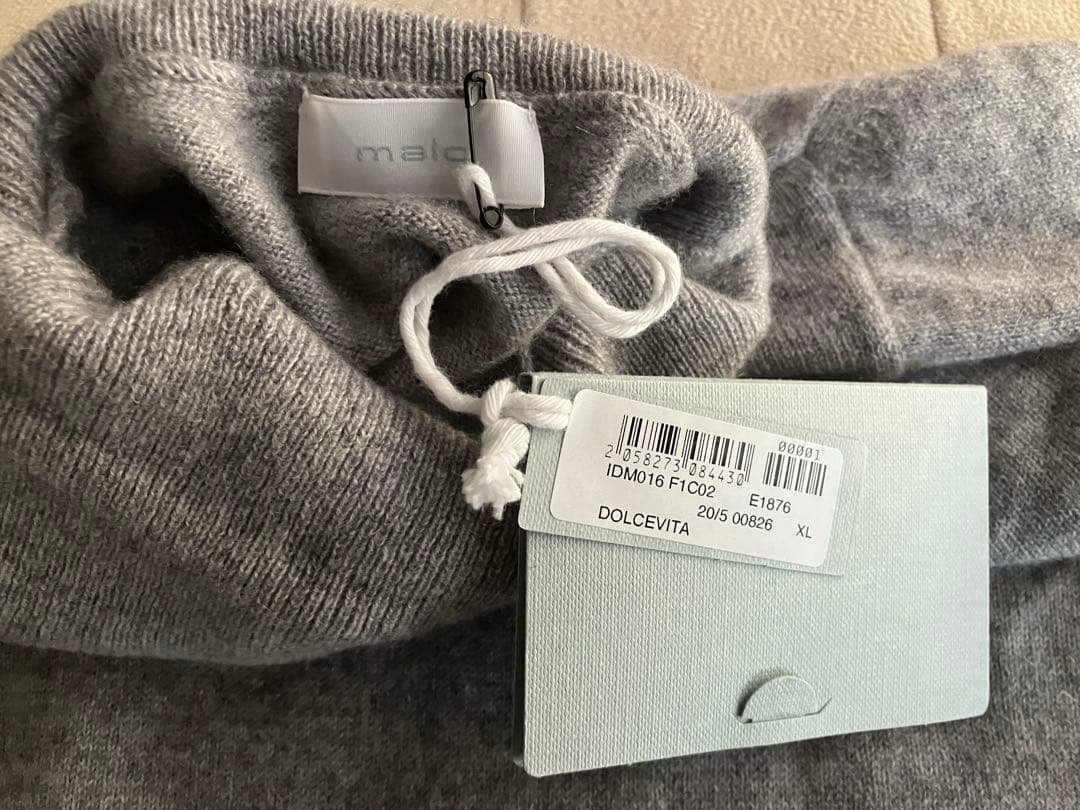 malo カシミヤ100% タートルネック ニット メランジ グレー XL