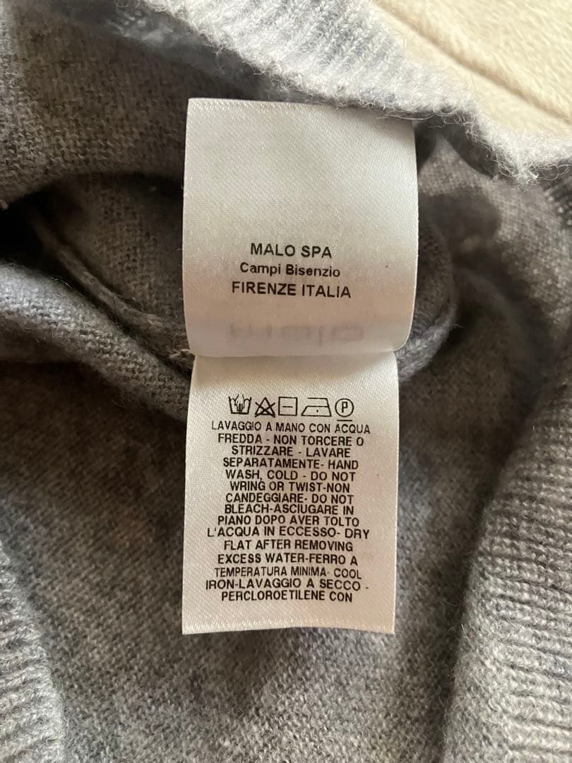 malo カシミヤ100% タートルネック ニット メランジ グレー XL
