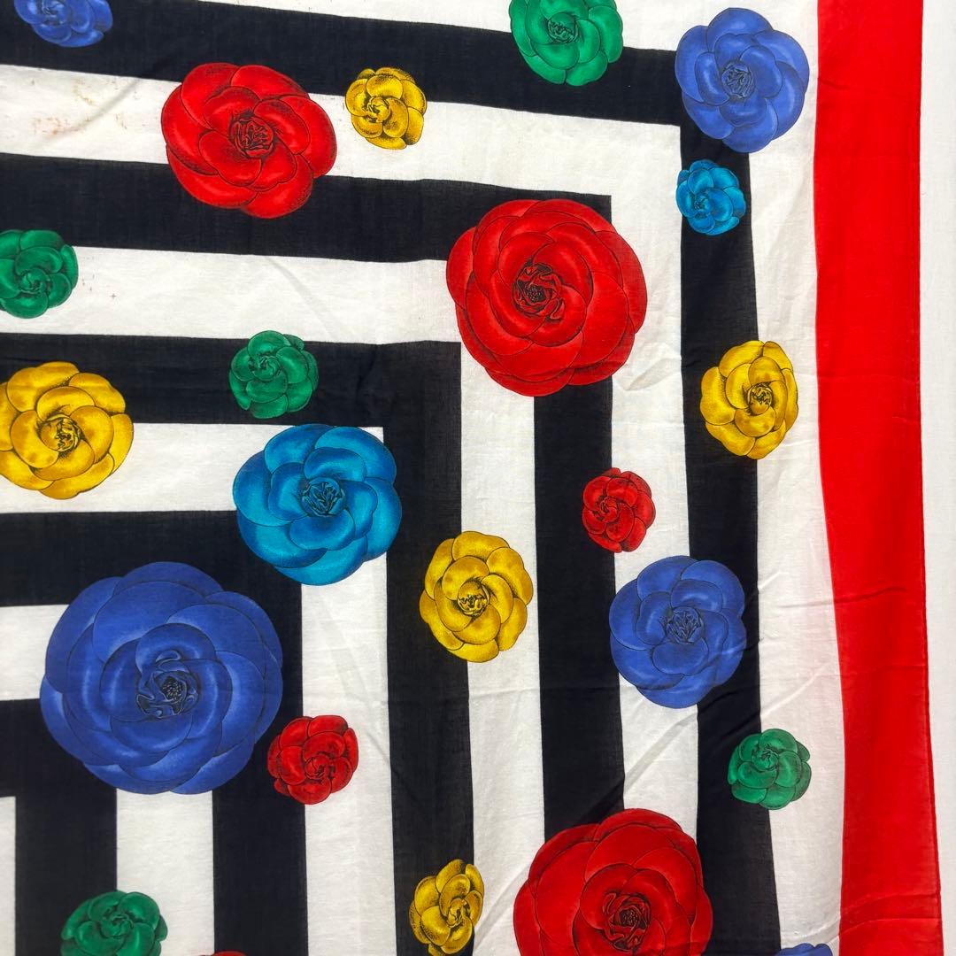 CHANEL シャネル カメリア コットン 大判ストール スカーフ