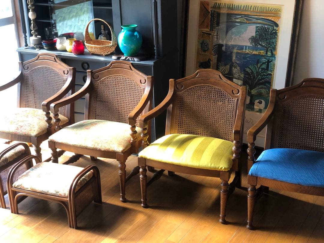 KOSUGA 》ラタン ダイニングチェア ゴールド ストライプ 籐 - メルカリ