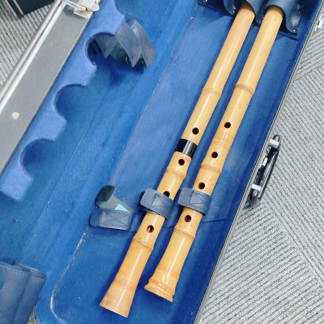 尺八 晴邦作 竹製 6穴 本体 2点セット ケース付