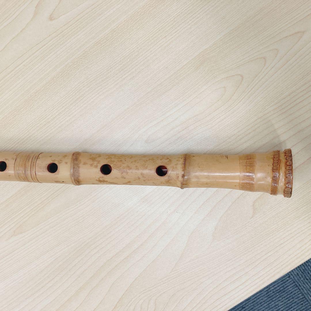 尺八 晴邦作 竹製 6穴 本体 2点セット ケース付