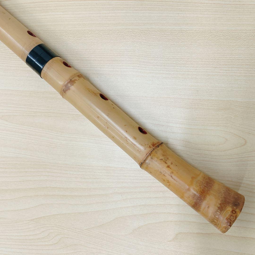 尺八 晴邦作 竹製 6穴 本体 2点セット ケース付