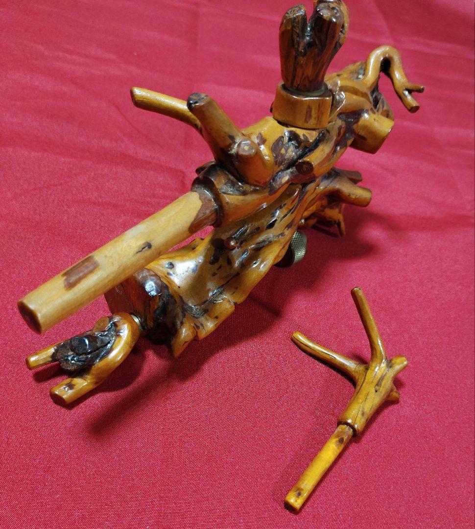 ヘラブナ釣り★極希少材・杜松根弓型万力★竿枕★208一点物