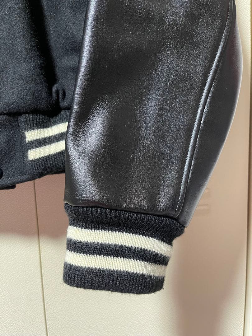 VAN JACKET　スタジャン　黒×黒　袖レザー