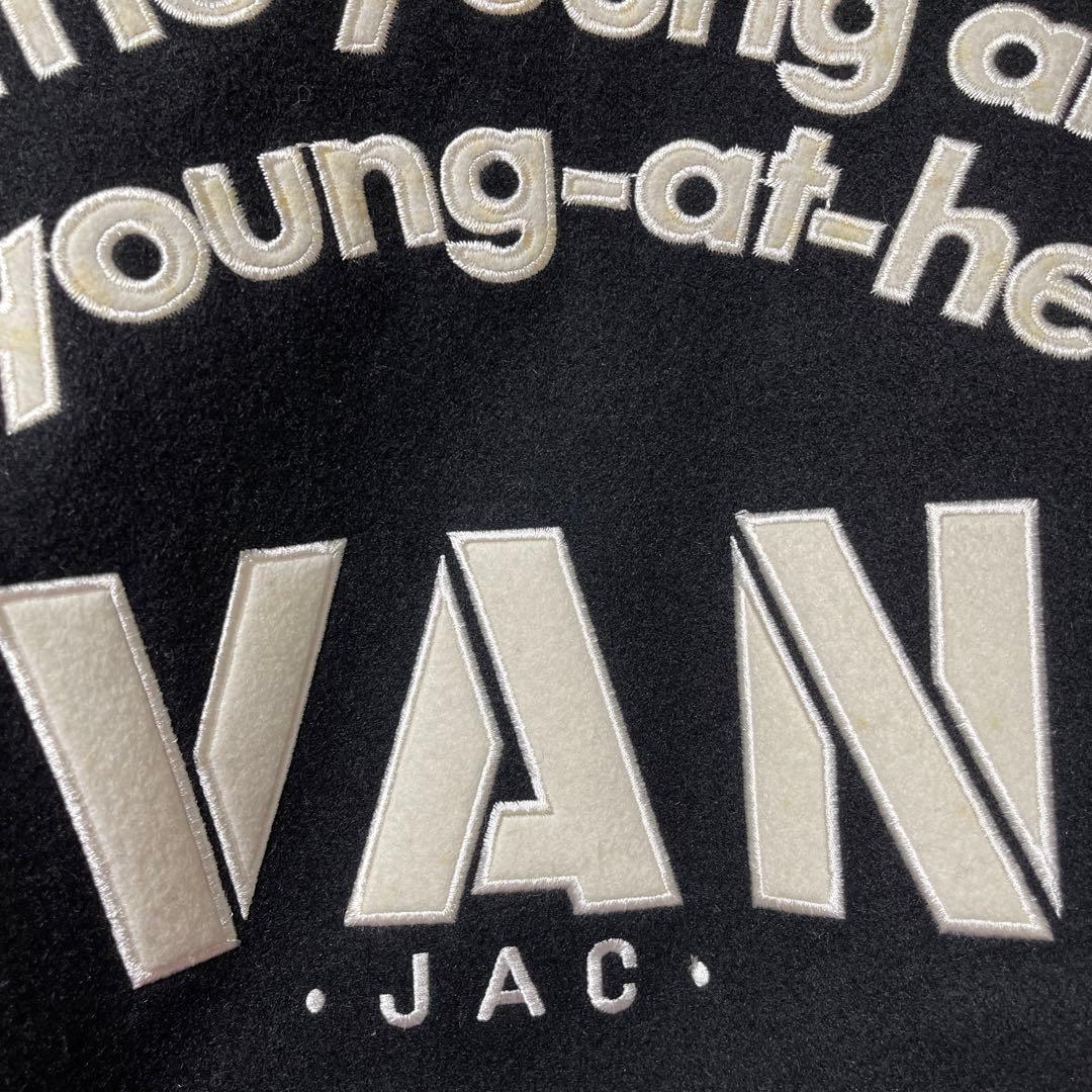 VAN JACKET　スタジャン　黒×黒　袖レザー