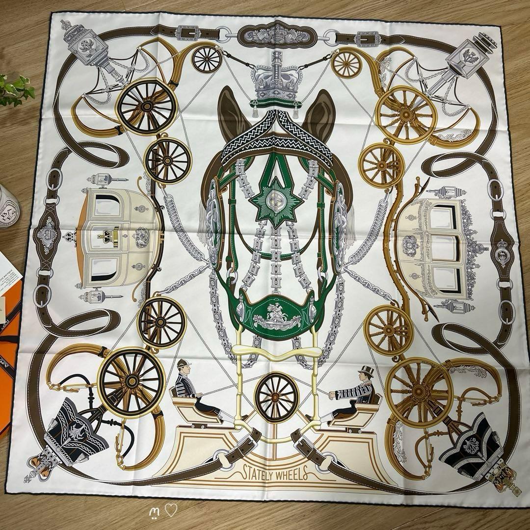 HERMESエルメス　カレ90　ステイトリー・ホイールズ　シルクスカーフ　馬車