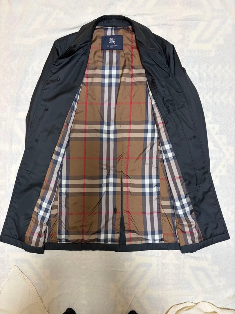 BURBERRY LONDON ステンカラーコート Ｍ　黒　チェック裏地
