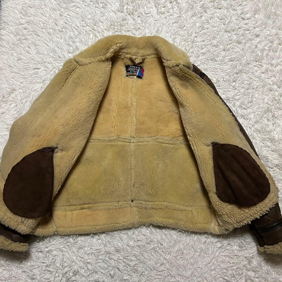 【XL】極暖 ショット　ムートン　フライトジャケット　B-3 ボア　ブラウン