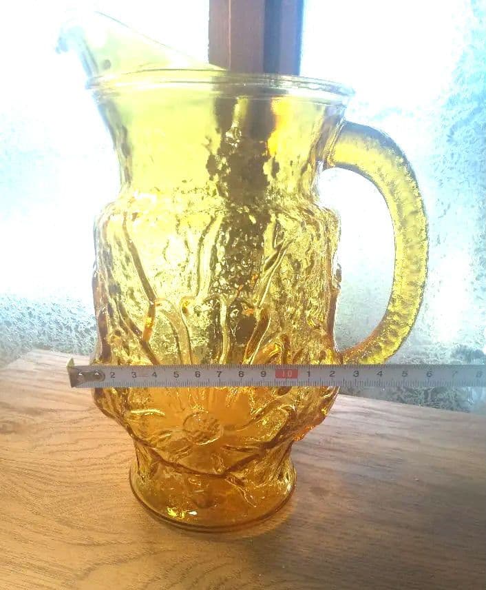 アンカーホッキング レインフラワー アンバー ピッチャー USAビンテージ