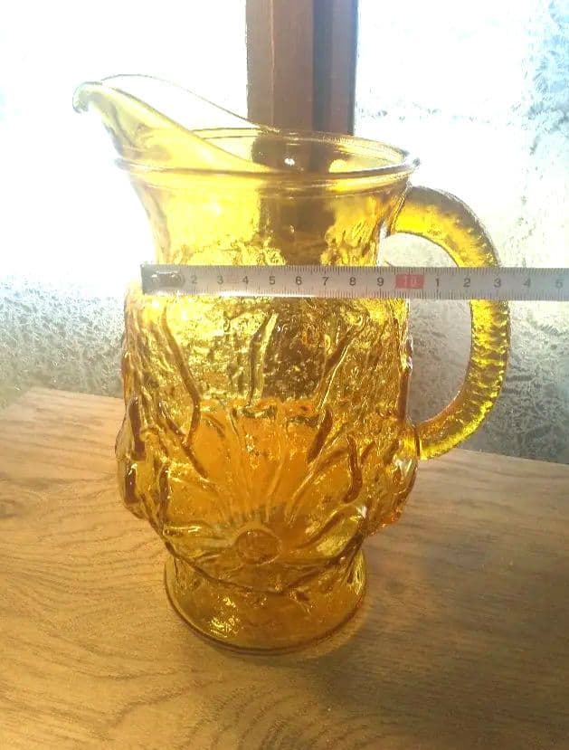 アンカーホッキング レインフラワー アンバー ピッチャー USAビンテージ