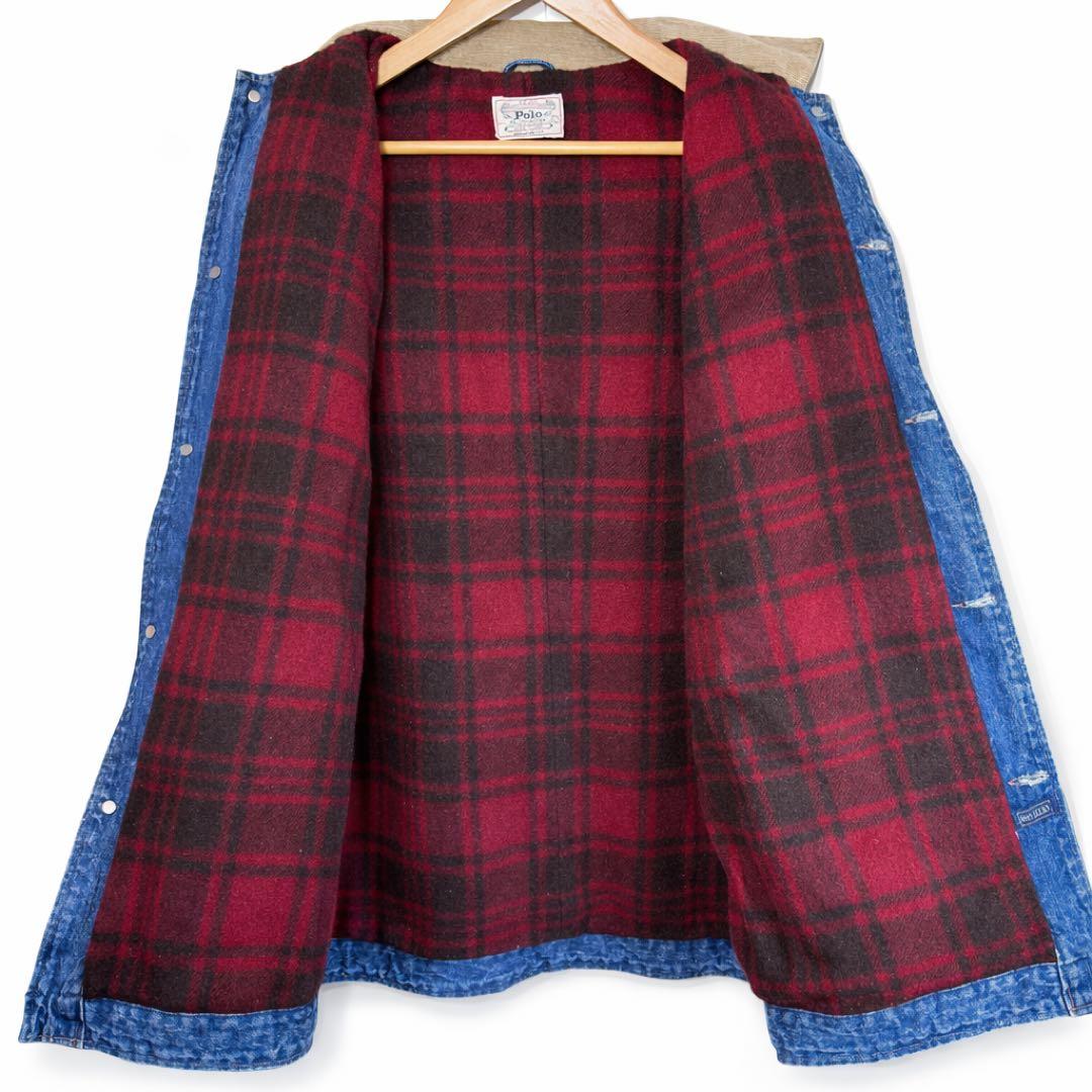 【希少レア 白タグ】80s USA製 ポロラルフローレン デニムカバーオール L