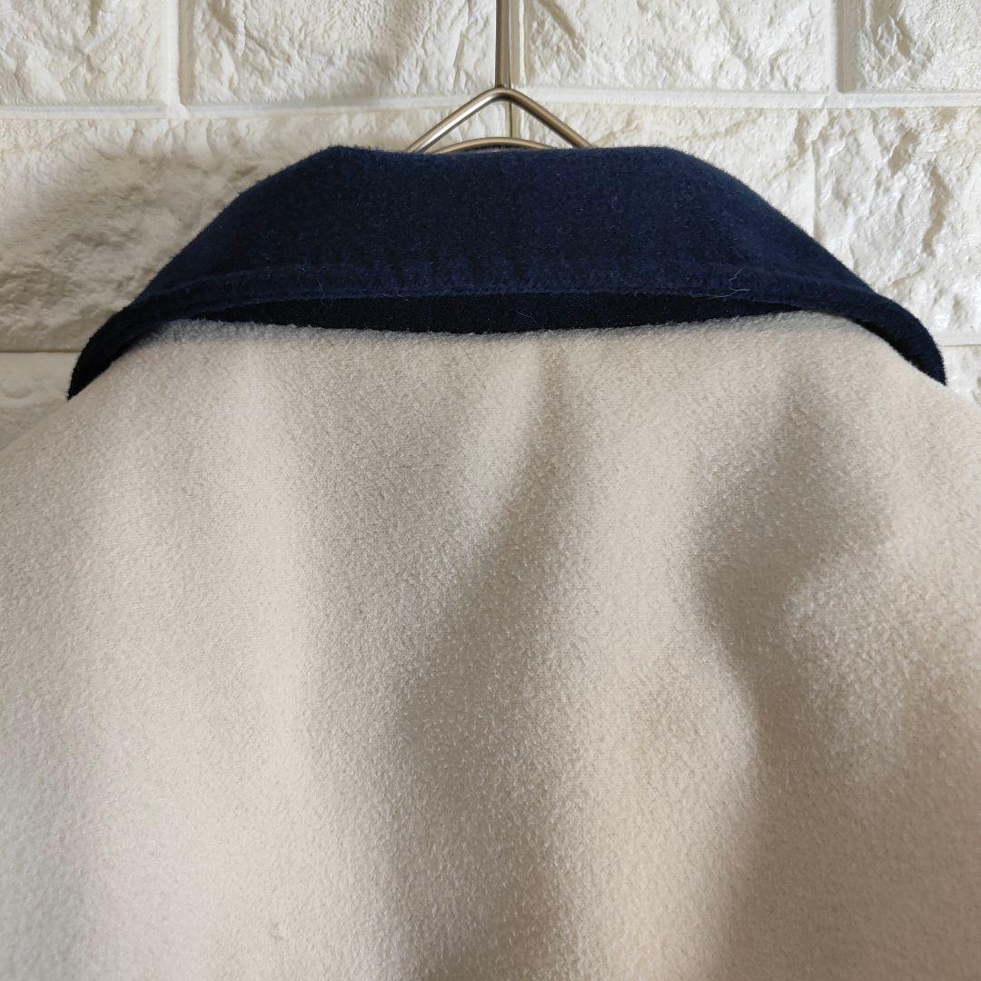 スタジャン アメカジ デカロゴ 両袖 レザー 切替 L ネイビー オレンジ