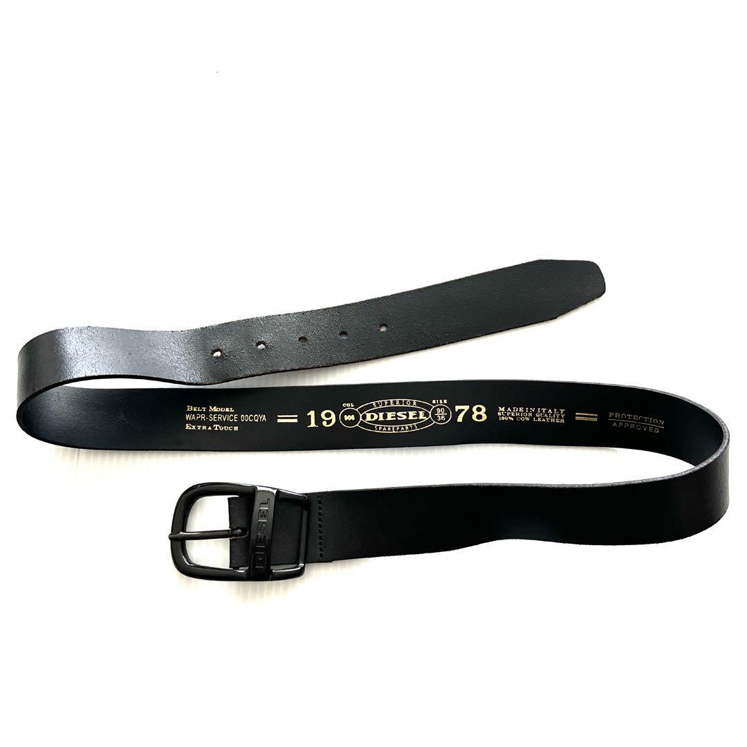 DIESEL ディーゼル 牛皮 ベルト 90/36 ブラック 黒 - メルカリ