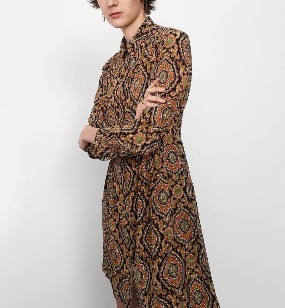 【美品】A.P.C.ペイズリー柄シルクワンピース36 ROBE JOANA