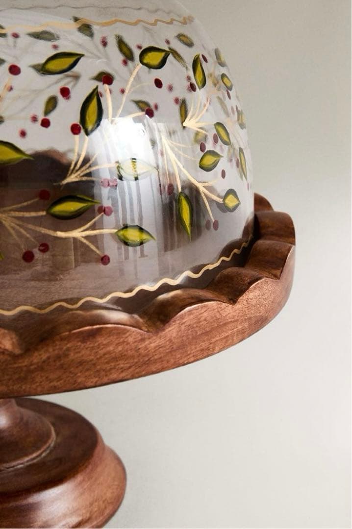 ZARA HOME クリスマスウッドスタンド付きケーキドーム【新品•タグ付き