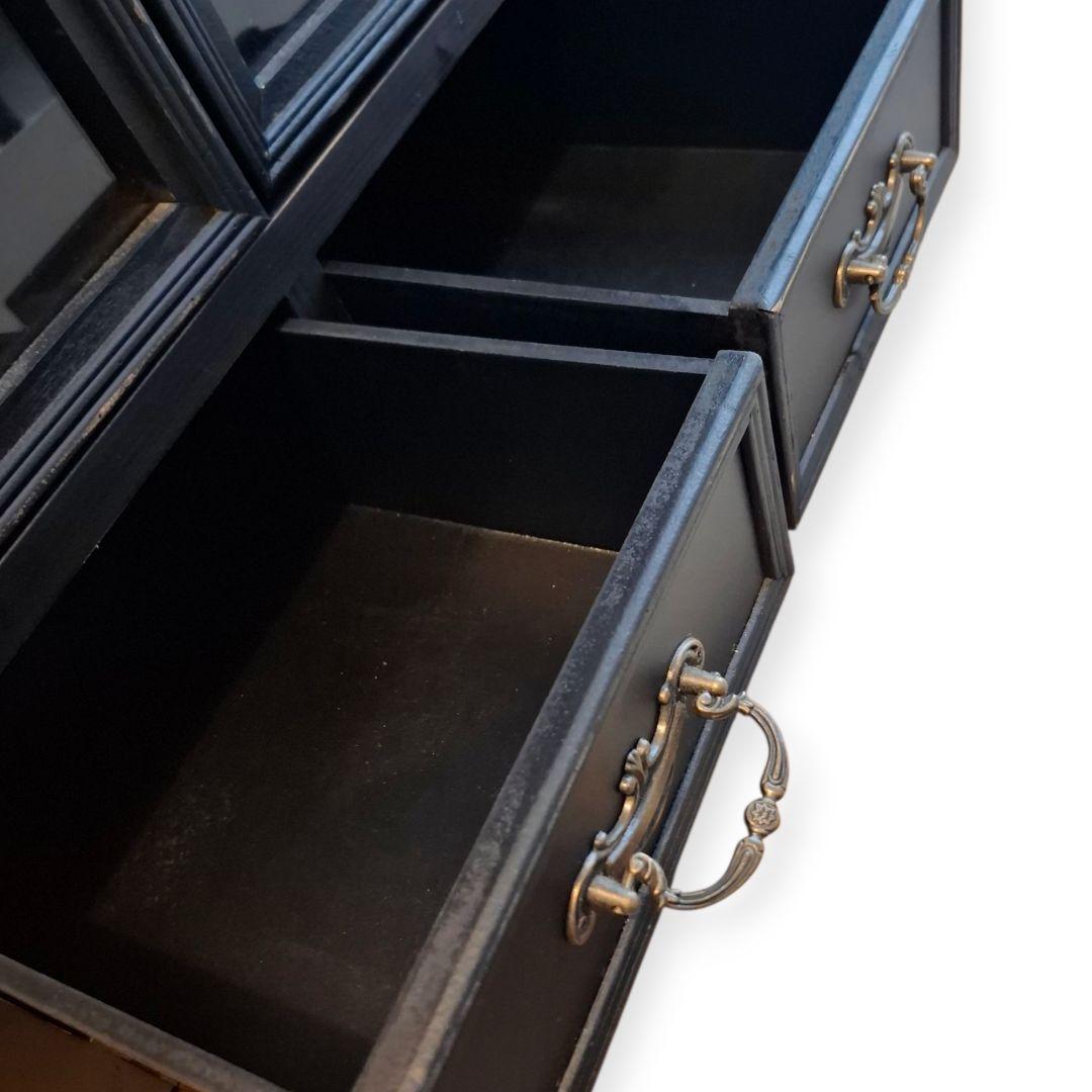 アンティーク調 ブラック ガラスキャビネット 飾り棚 シャビーシック 収納棚