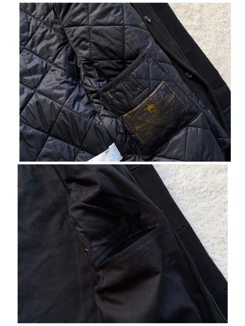 【極美品】ポロラルフローレン ウールステンカラーコート 中綿ライナー 黒 現行品