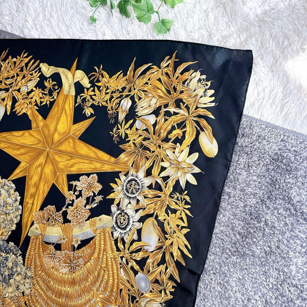 鑑定済み エルメス スカーフ カレ90 PASSIFLORES シルク バンダナ